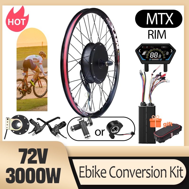 Ebike Conversion Kit 72V 3000W - 3000W MTX39 Eバイク変換キット 72Vブラシレスリアロータリーハブモーターホイール（サインウェーブコントローラー付き）マウンテンバイク用