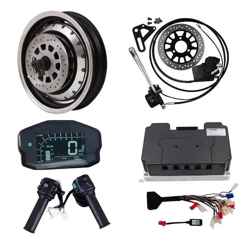 72V 5000W Hub Motor Kit - QSMOTOR 5000W 72V 14インチ電動ハブモーターキット、ファードライバーコントローラーND72680付き