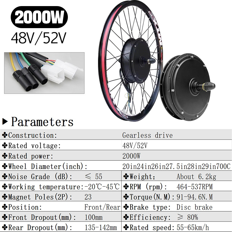 72V 5000W E-バイク変換キット ブラシレスギアレス - Ebike Conversion Kit 72V 3000W のレビューと価格