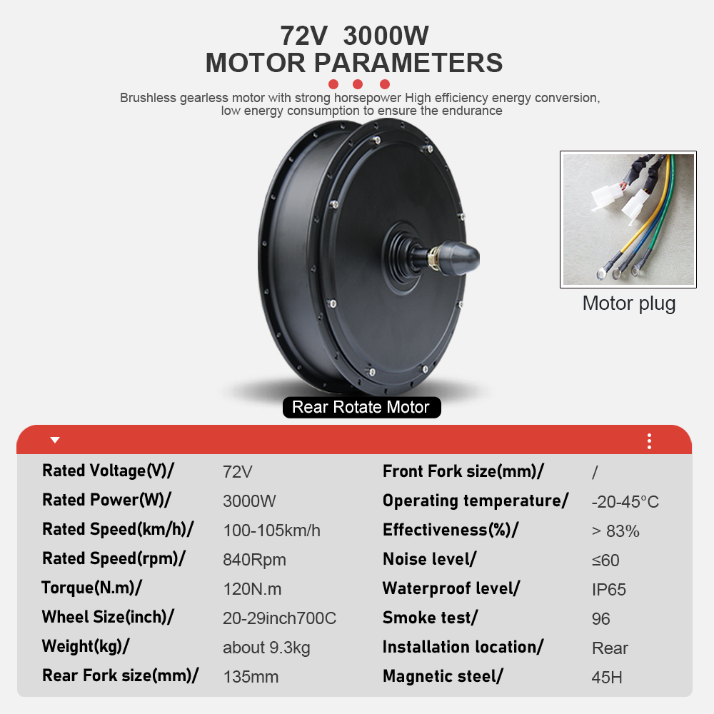 電動自転車モーター 72V 3000W 速度95-105km - Ebike Conversion Kit 72V 3000W のレビューと価格